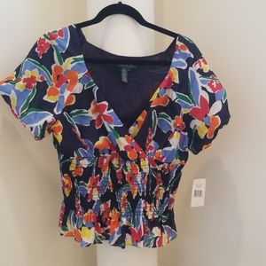 NWT Ralph Lauren Silk Floral Blouse L